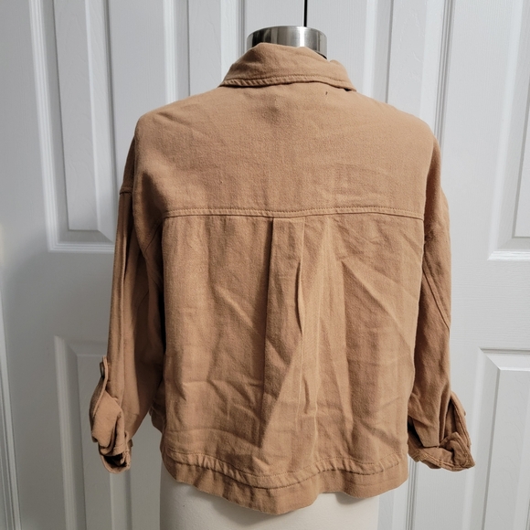 Blank NYC Linen Utility Jacket in A Game Tan, Women's Size Small - Picture 8 of 9